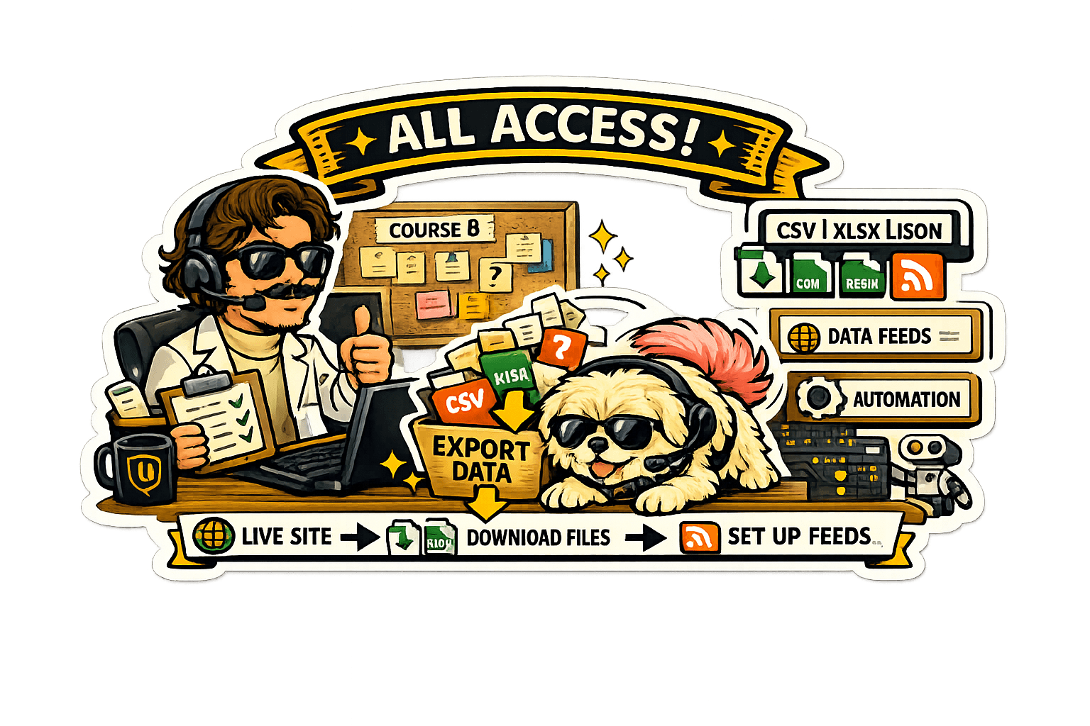 All access illustration for exports and feeds